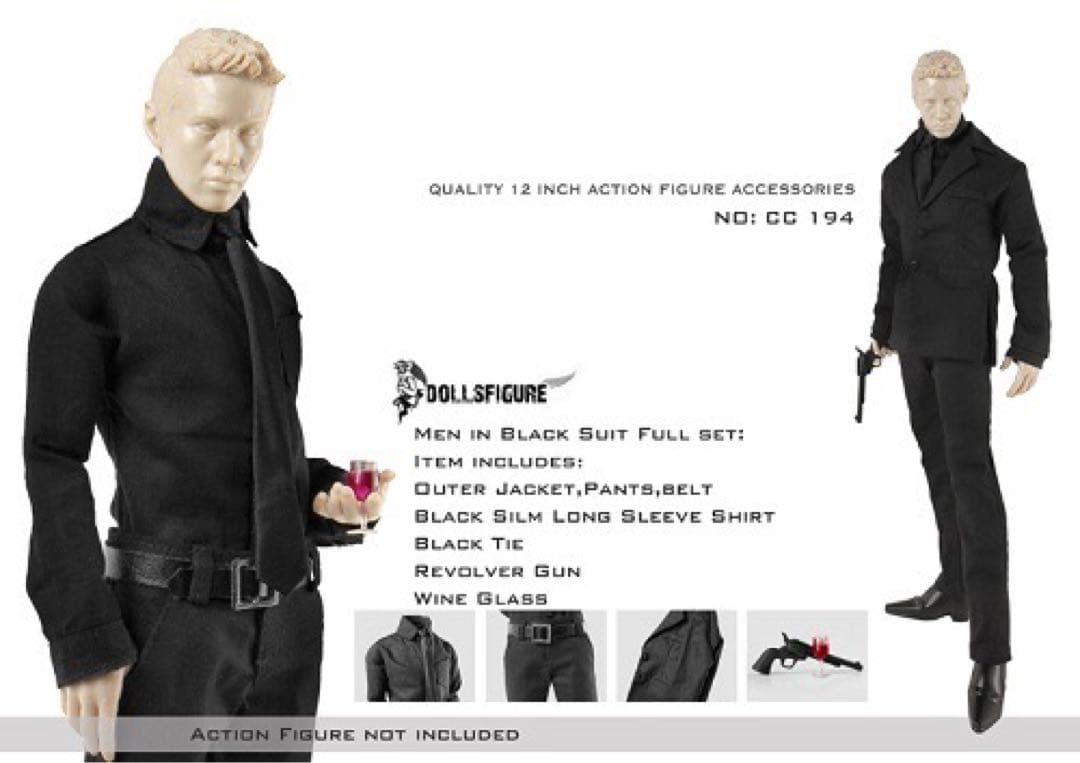 1/6サイズフィギュア用衣装 ビジネスブラックスーツセットCC194