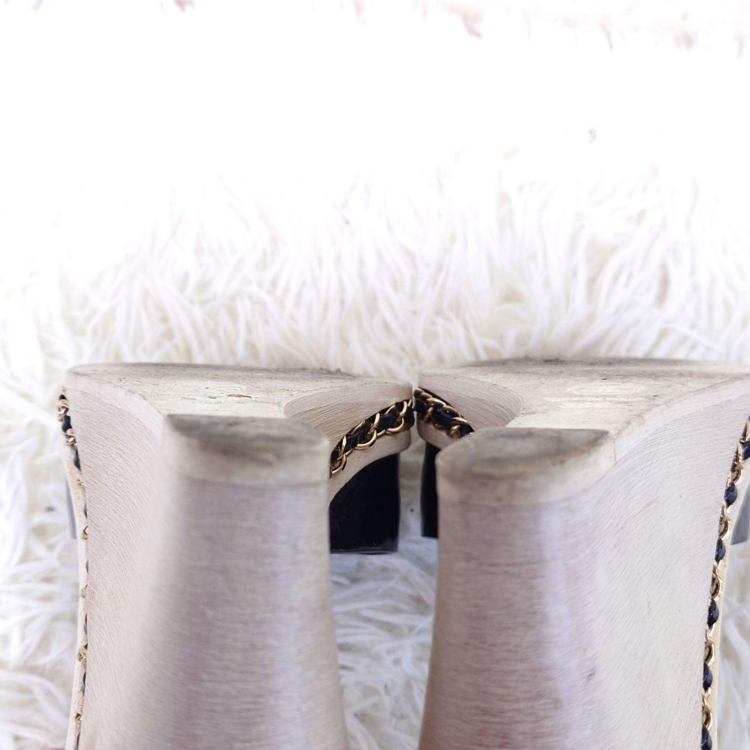 シャネル ミュール チェーン ココマーク ウッドソール 36c エナメル 保存袋