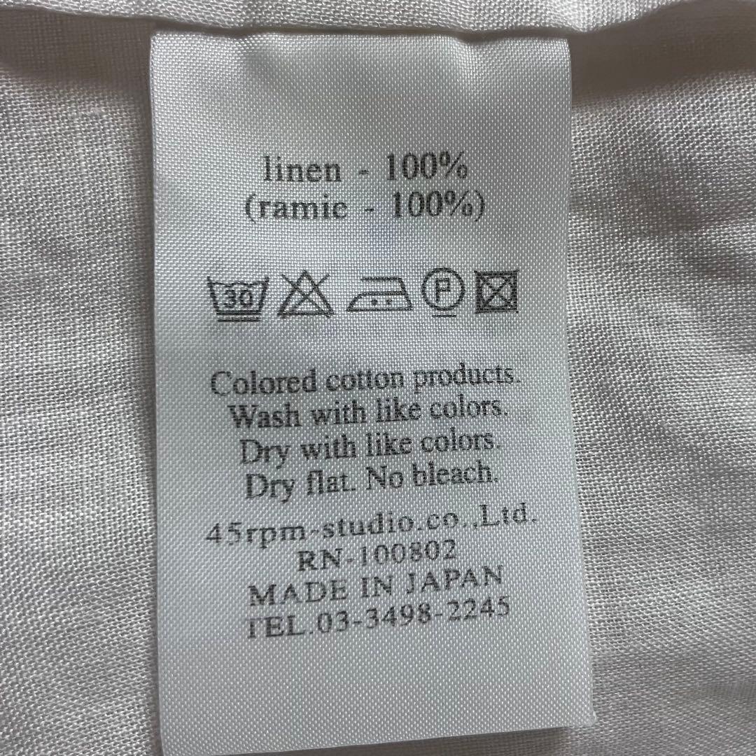 【リネン100% R刺繍】45R ノースリーブワンピース フレンチスリーブ