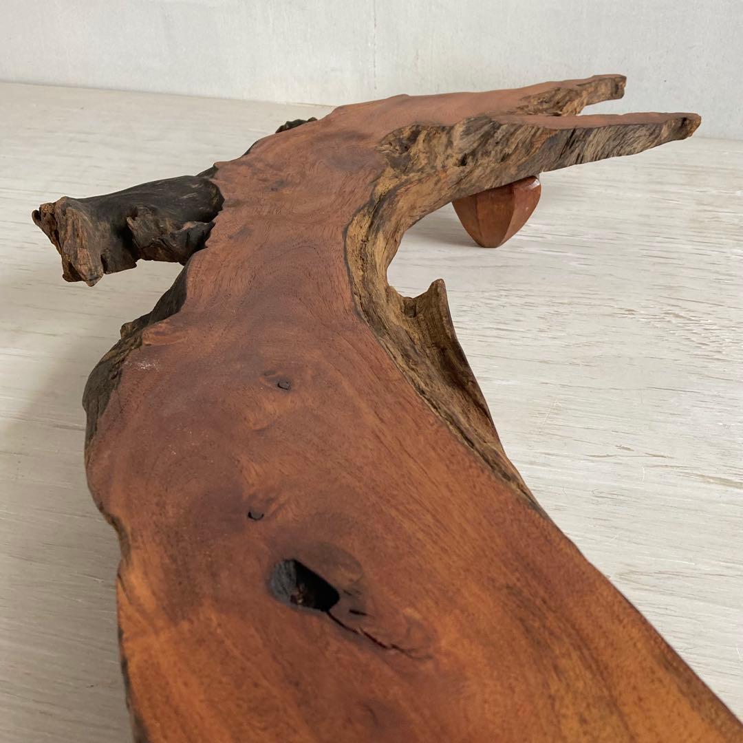 古い木製 展示台 花台 ローテーブル 欅一枚板 耳付き