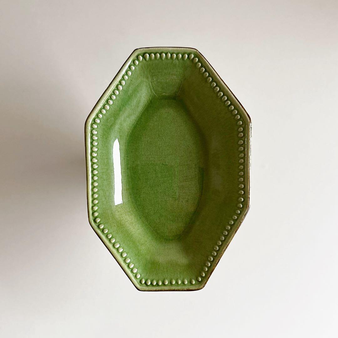 オクトゴナル ラヴィエ フランス 南仏陶器 緑釉 A