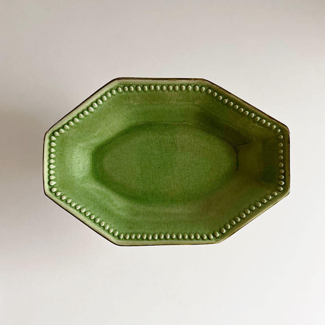 オクトゴナル ラヴィエ フランス 南仏陶器 緑釉 A