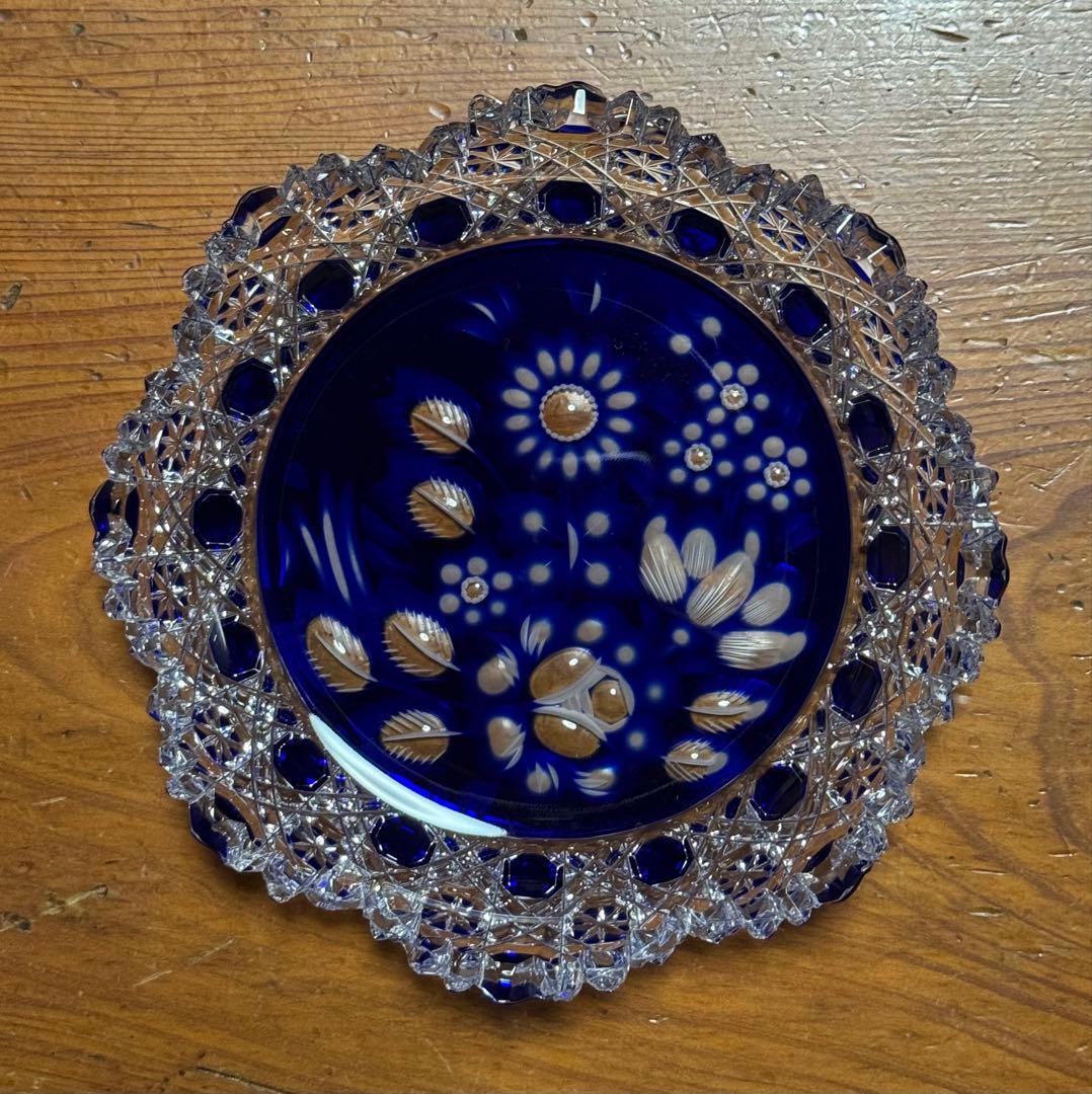 Meissen クリスタル グラヴィールカット 青 『未使用』