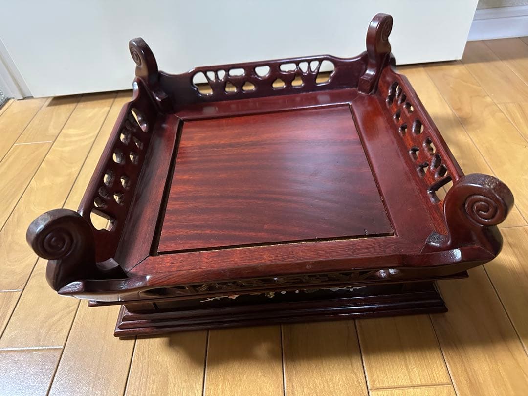 天然木 木製 飾り台(飾台)彫刻 花台 W36cm×H36cm×18cm