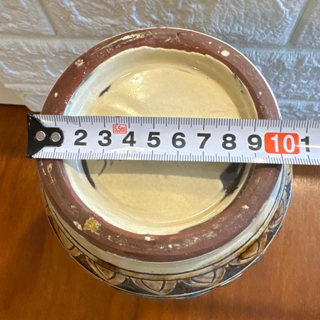 【壺屋焼】故.小橋川永弘.緑釉唐草壺.大