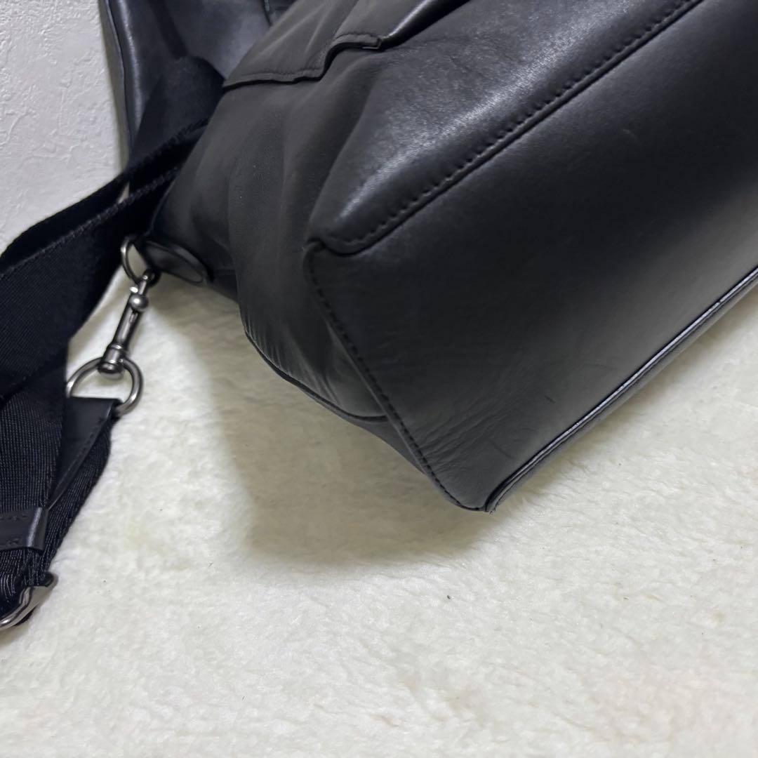 希少 コーチ ビジネスバッグ レザー 2way ショルダーバッグ ブラック 黒