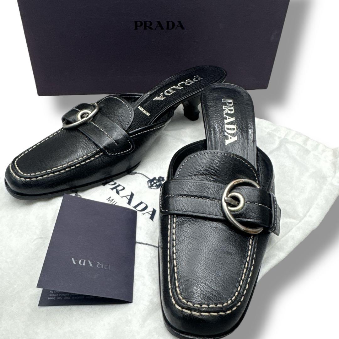 靴 Prada Leather Mule 37 Replaced Heels