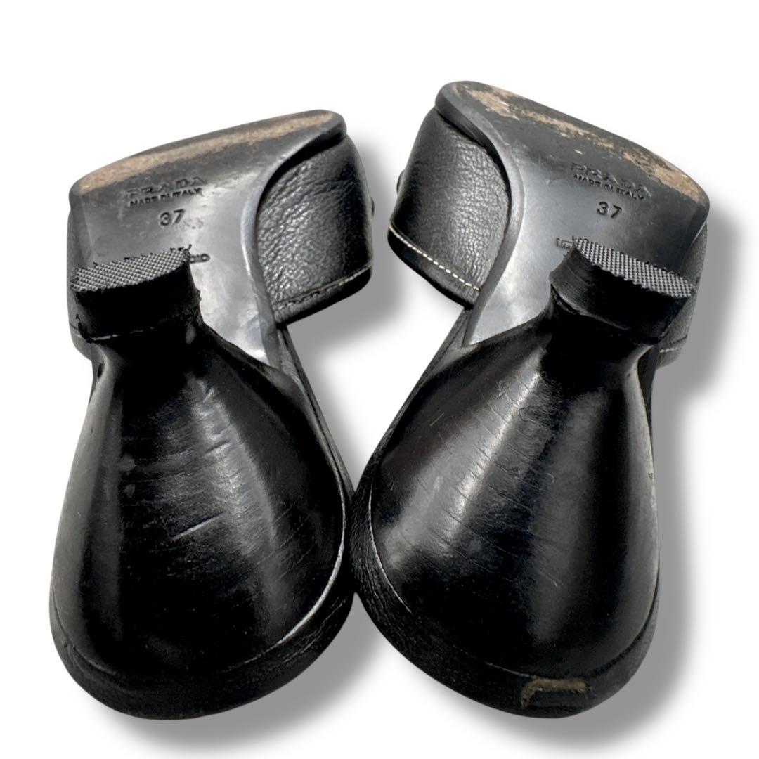 靴 Prada Leather Mule 37 Replaced Heels