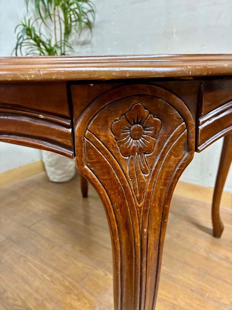 管469☆イタリア製☆アンティーク☆象嵌細工☆ラウンド型☆ダイニングテーブル