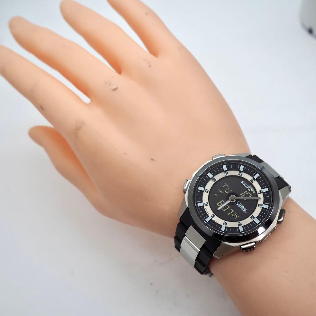 212 稼働【美品】SEIKO 時計　メンズ　イグニッション　アナデジ　チタン