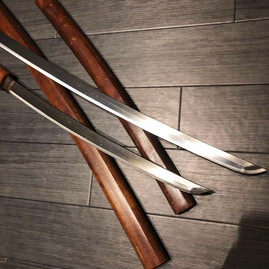 高級模造刀 白鞘 合金製 大小セット　居合刀 刃文 拵え