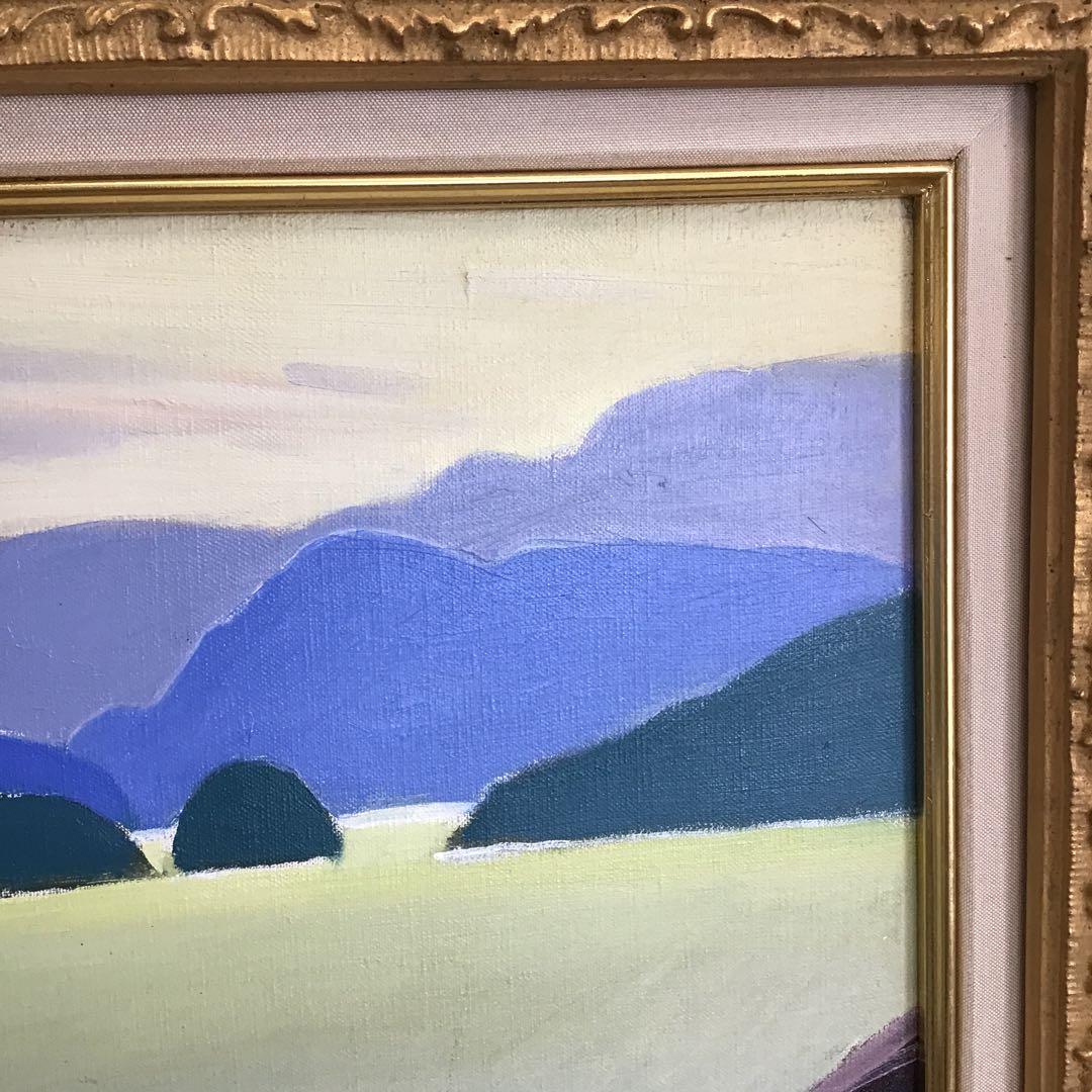 絵画　油彩画　日没　８号　鄭義富作　韓国アーティスト　共箱　S1017KG