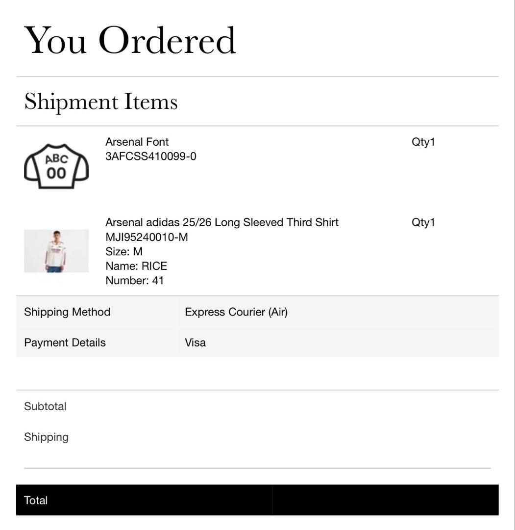 【公式/新品】アーセナル25/26 長袖 サード レプリカ ライス M