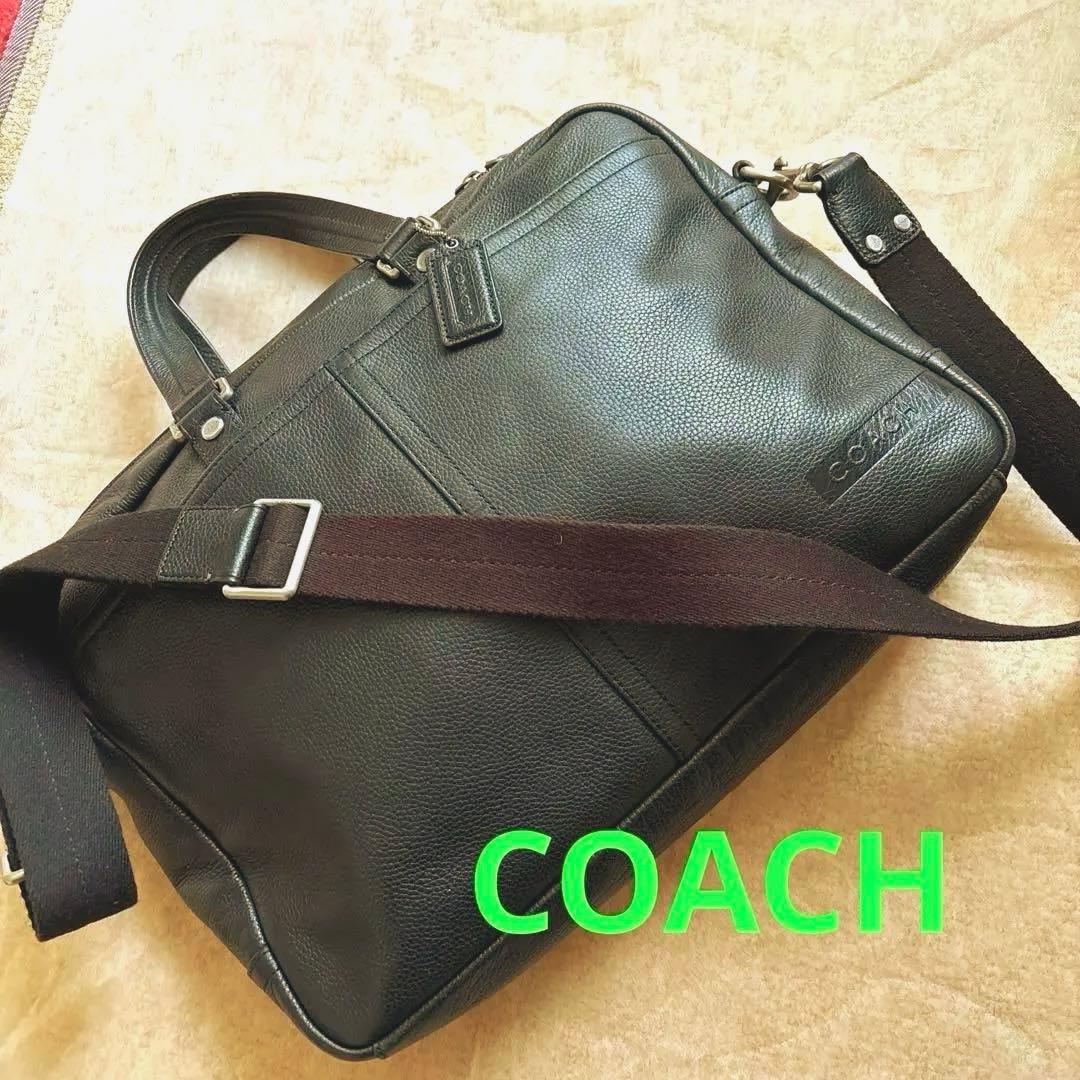 超美品‼️COACH コーチ本革2ウェイ メンズビジネスバッグ BLACK