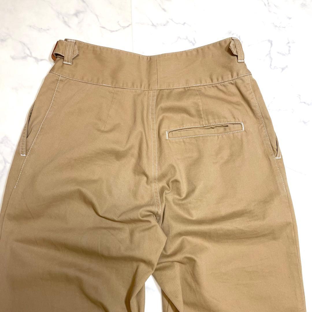 LOEWE ロエベ イタリア製 ベルト付 ハイウエスト ワイドチノ パンツ36