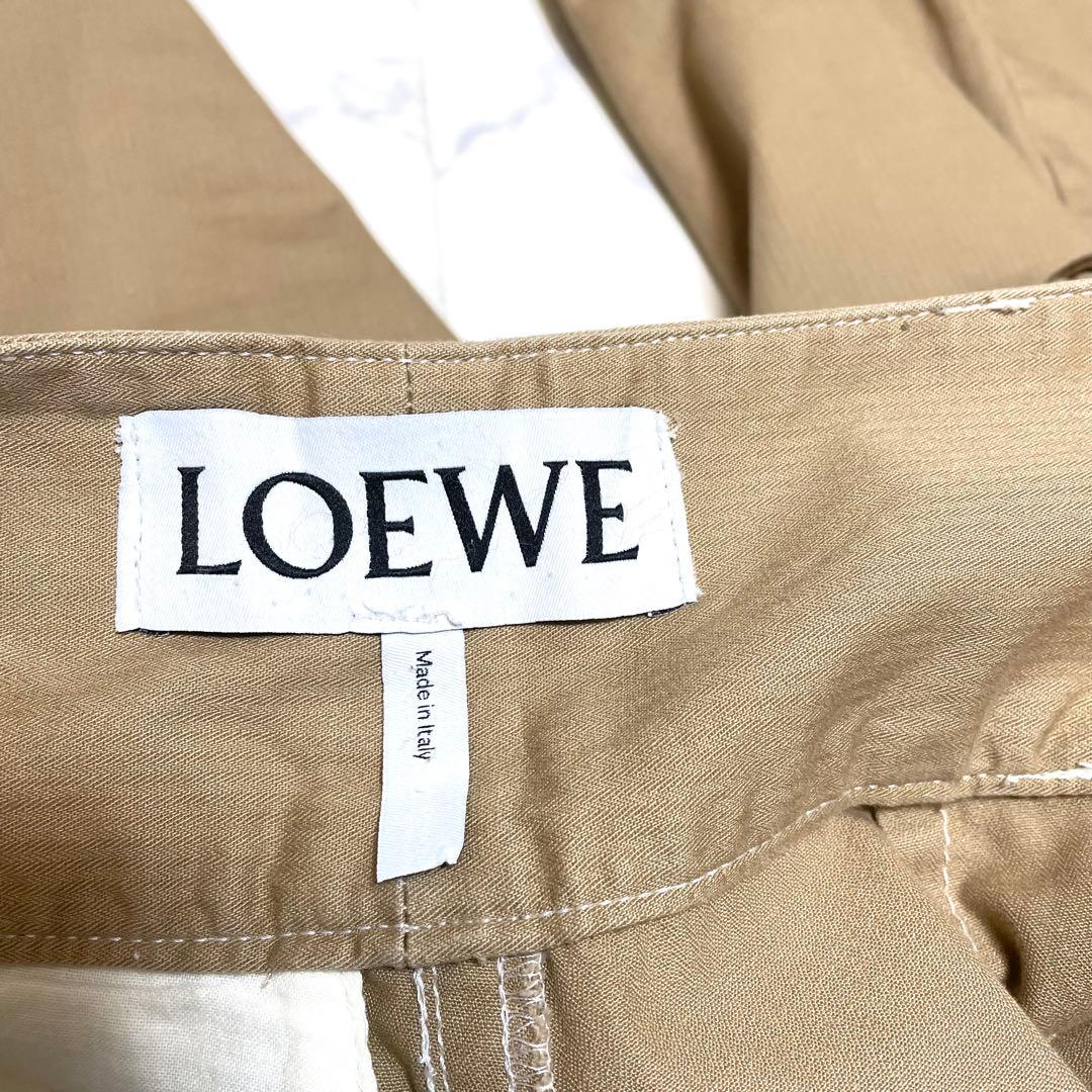 LOEWE ロエベ イタリア製 ベルト付 ハイウエスト ワイドチノ パンツ36