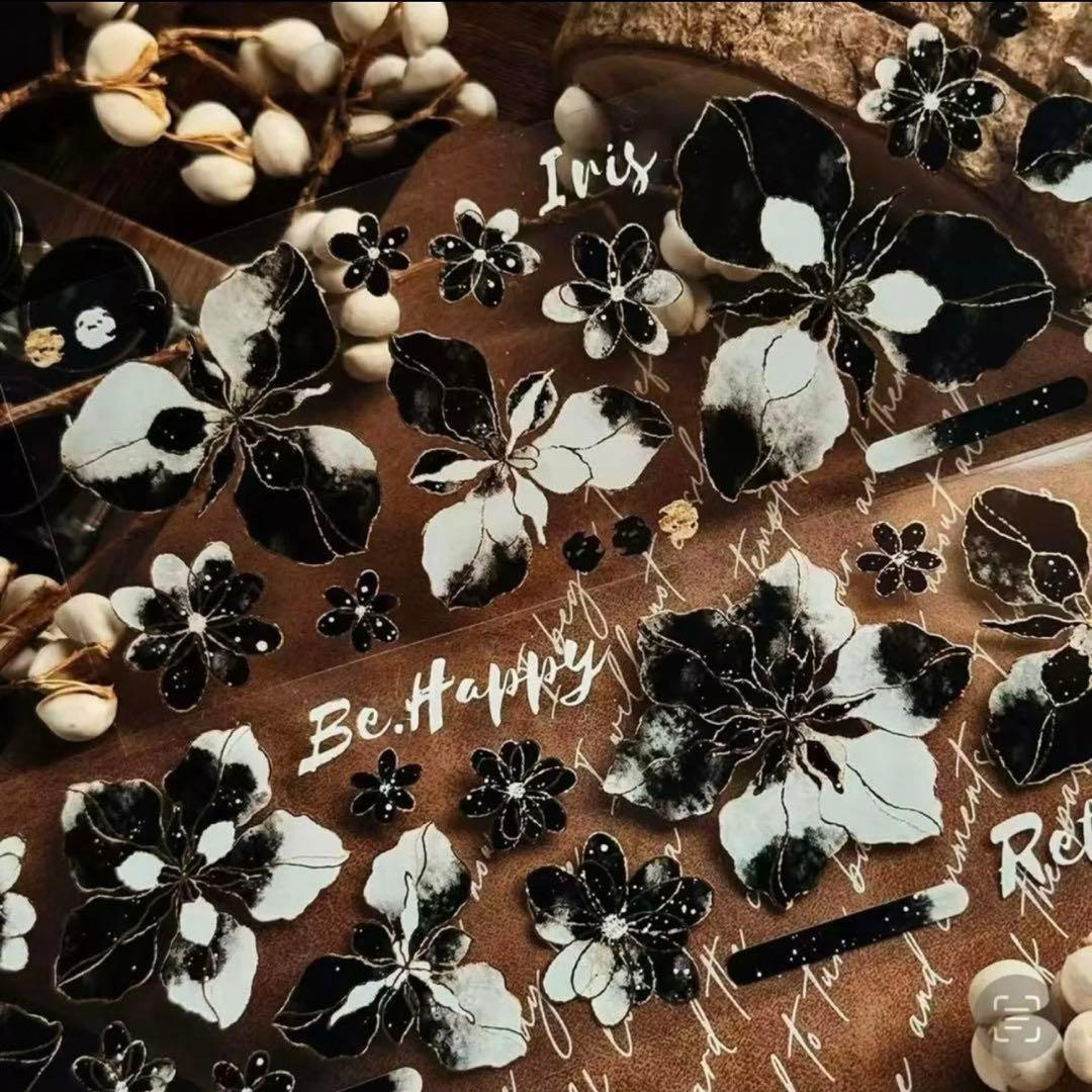 PET+烫金 暗鸢花渐 5cm×5m 海外マスキングテープ　海外マステ　花