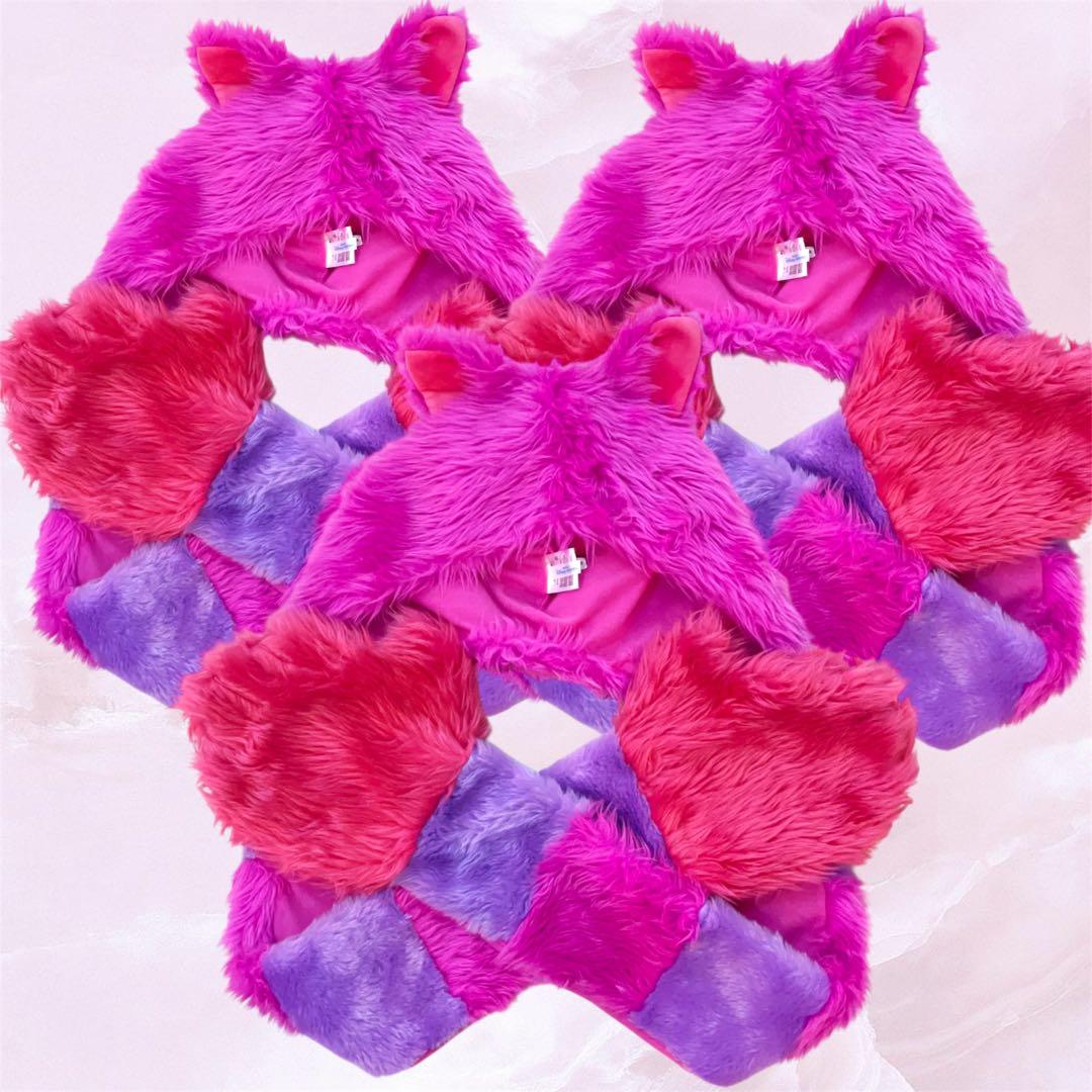 ディズニー　チェシャ猫　ファンキャップ　マフラー　3個セット　お揃い