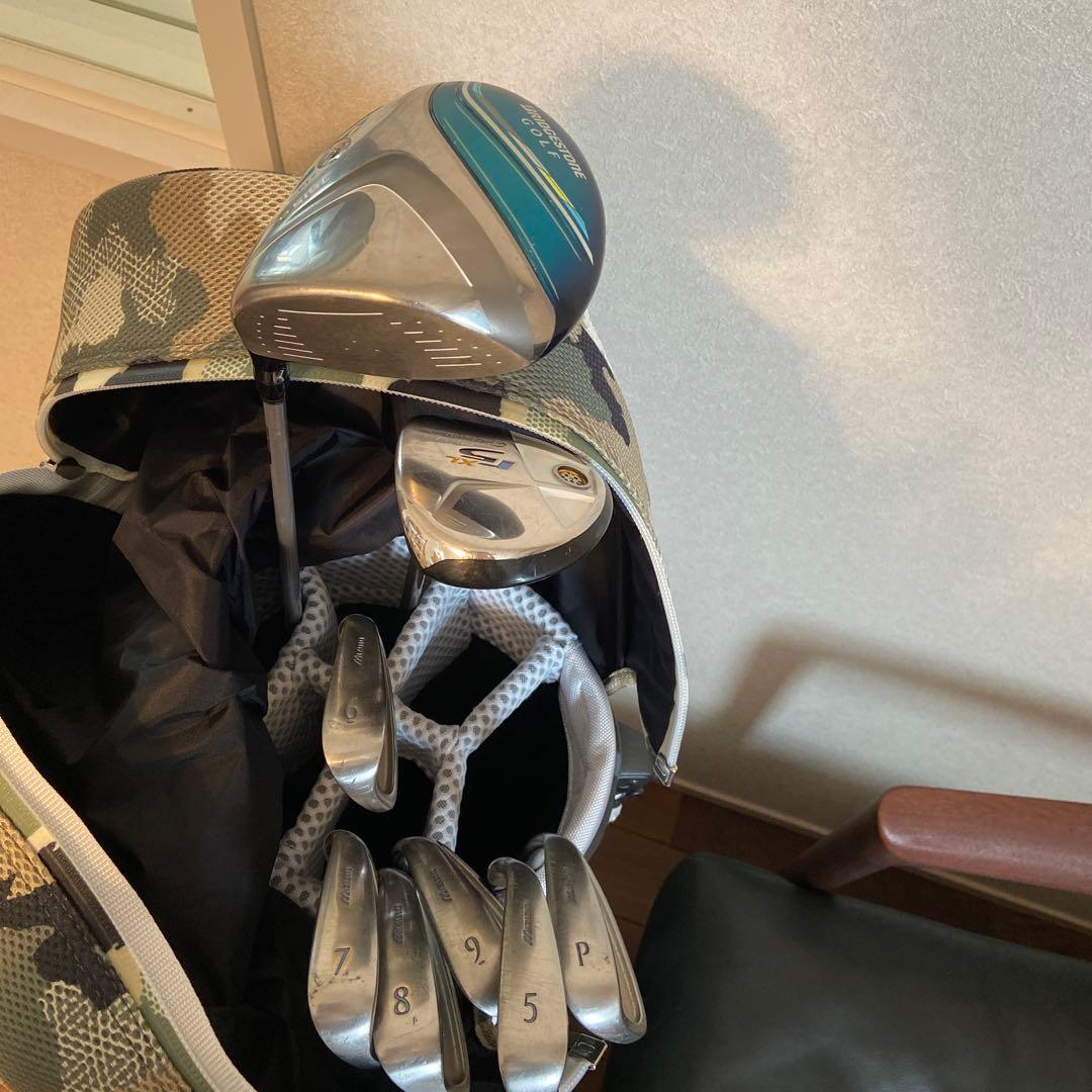 パーリーゲイツ　カモフラージュ柄ゴルフバッグ(ゴルフクラブ付き)