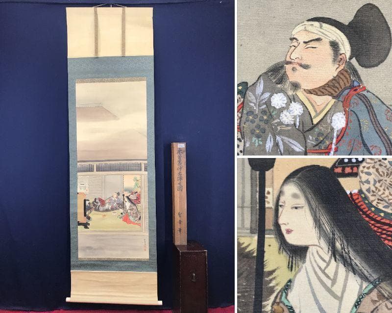 【真作】聖音/木曽義仲出陣之図/武者図/掛軸/名家伝来/AB-947