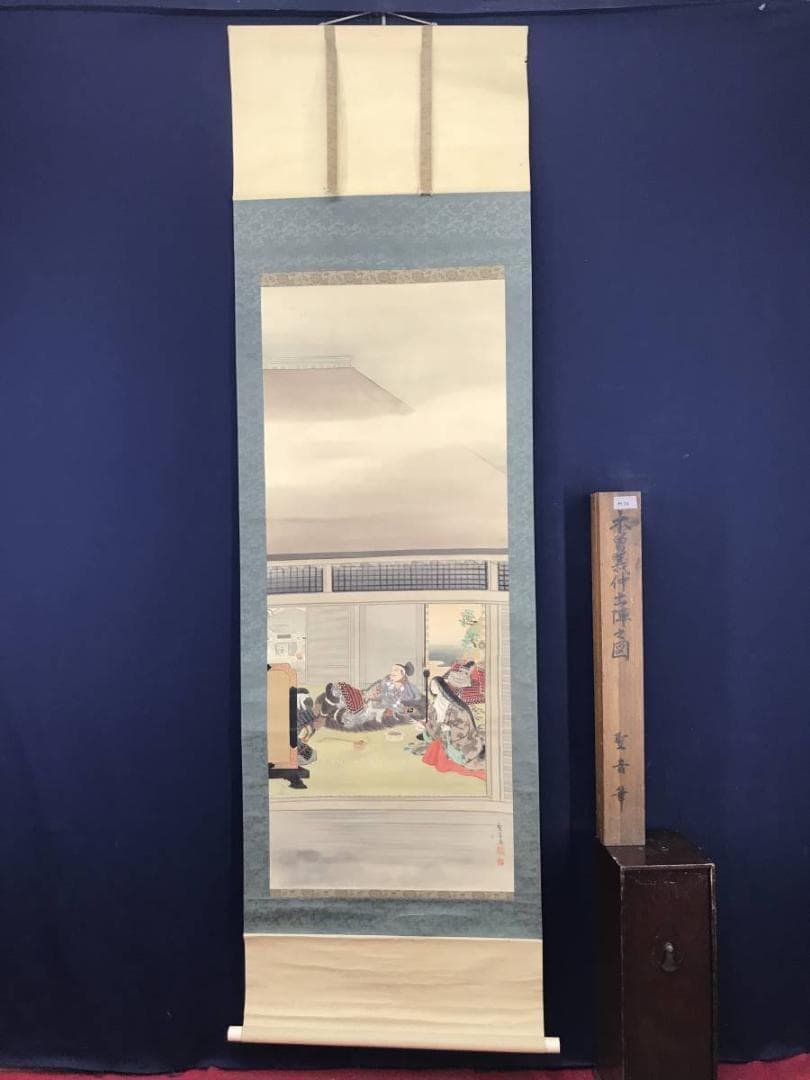 【真作】聖音/木曽義仲出陣之図/武者図/掛軸/名家伝来/AB-947