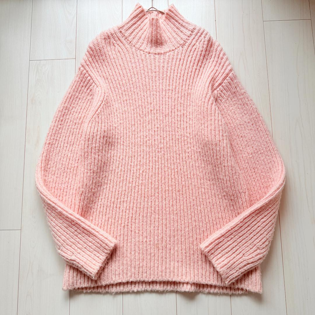 美品✨オーラリー　ウールキャメル モックネック リブニットプルオーバー