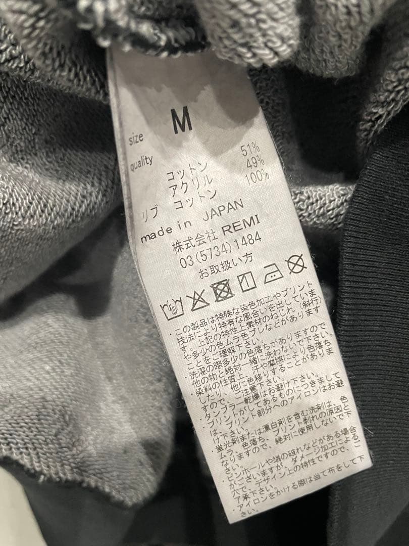 REMI RELIEF NAVY LABEL 綿アクリル裏毛ラグランクルー