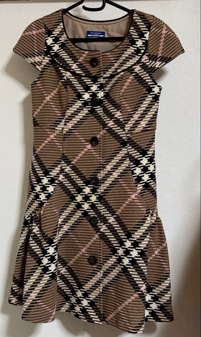 バーバリーブルーレーベル　パフスリーブ　ワンピース 38 ノバチェック