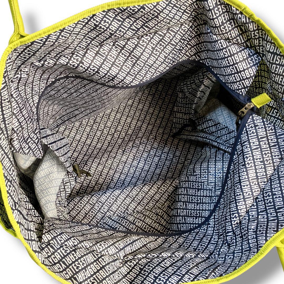 パーリーゲイツ 良品 肩掛け可 大容量 多収納 ロッカーバッグ ネオングリーン