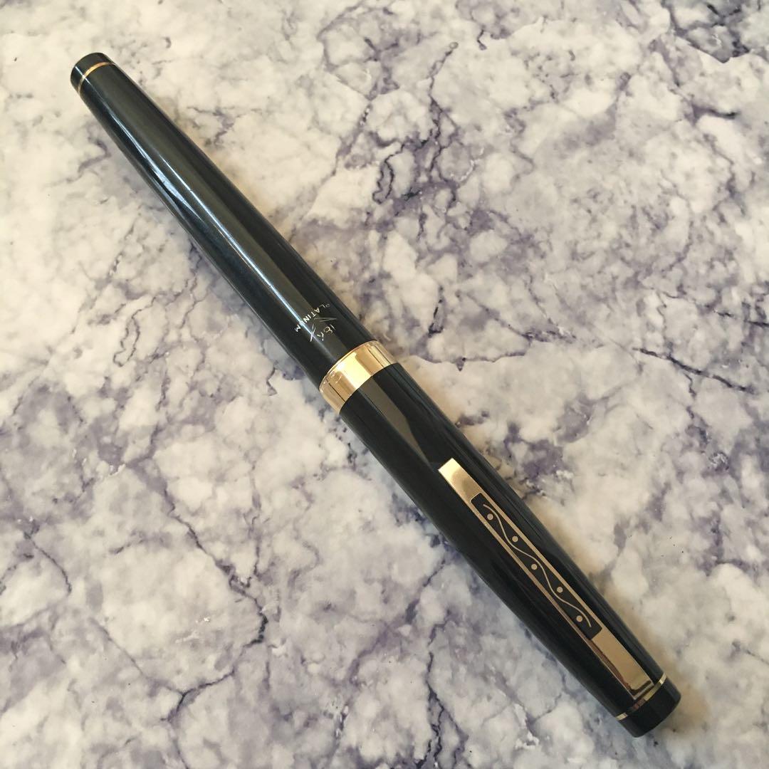 #0224 オーバーホール済み 万年筆 PLATINUMプラチナ ロング 18k