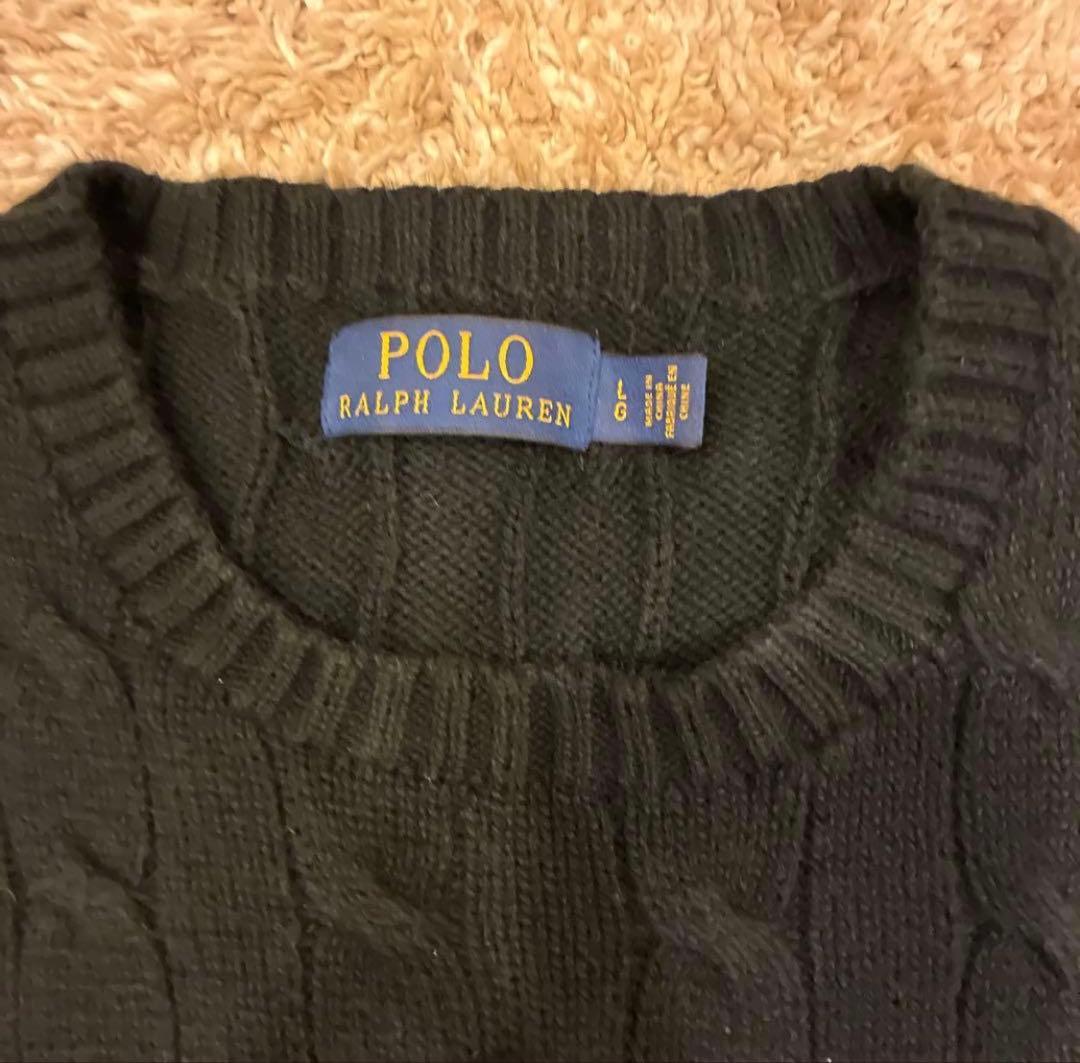 HALPolo Ralph Lauren ブラック コットンケーブルニット