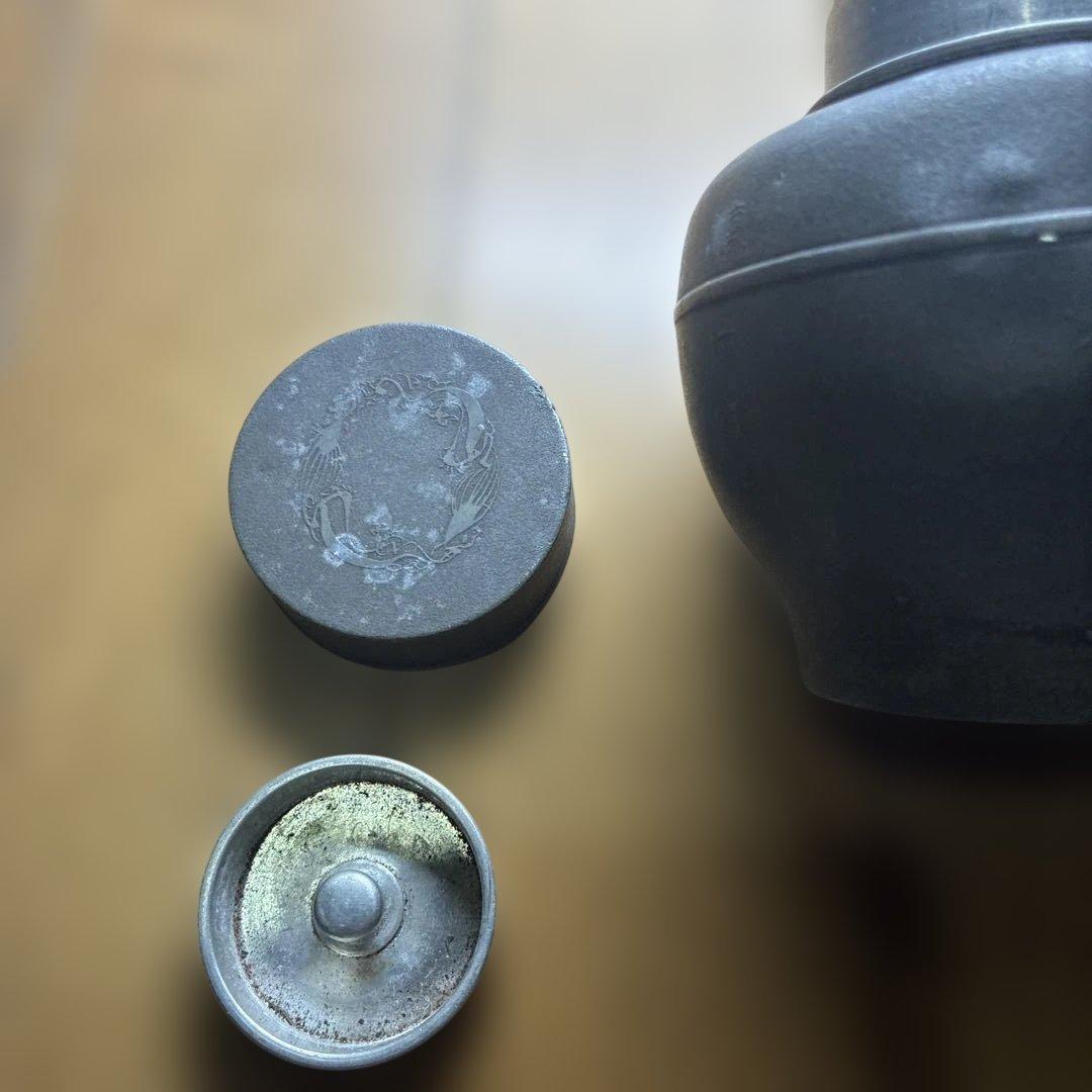 中国美術 煎茶 唐物 古錫 茶入 萬壽堂造　時代物 古美術