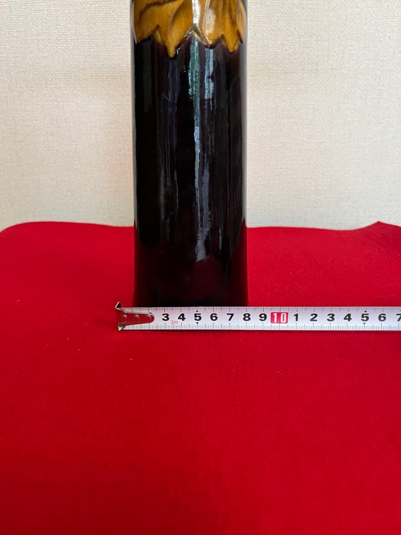 人間国宝 初代 徳田八十吉 深厚釉 耳付 花入 T277 真作保証