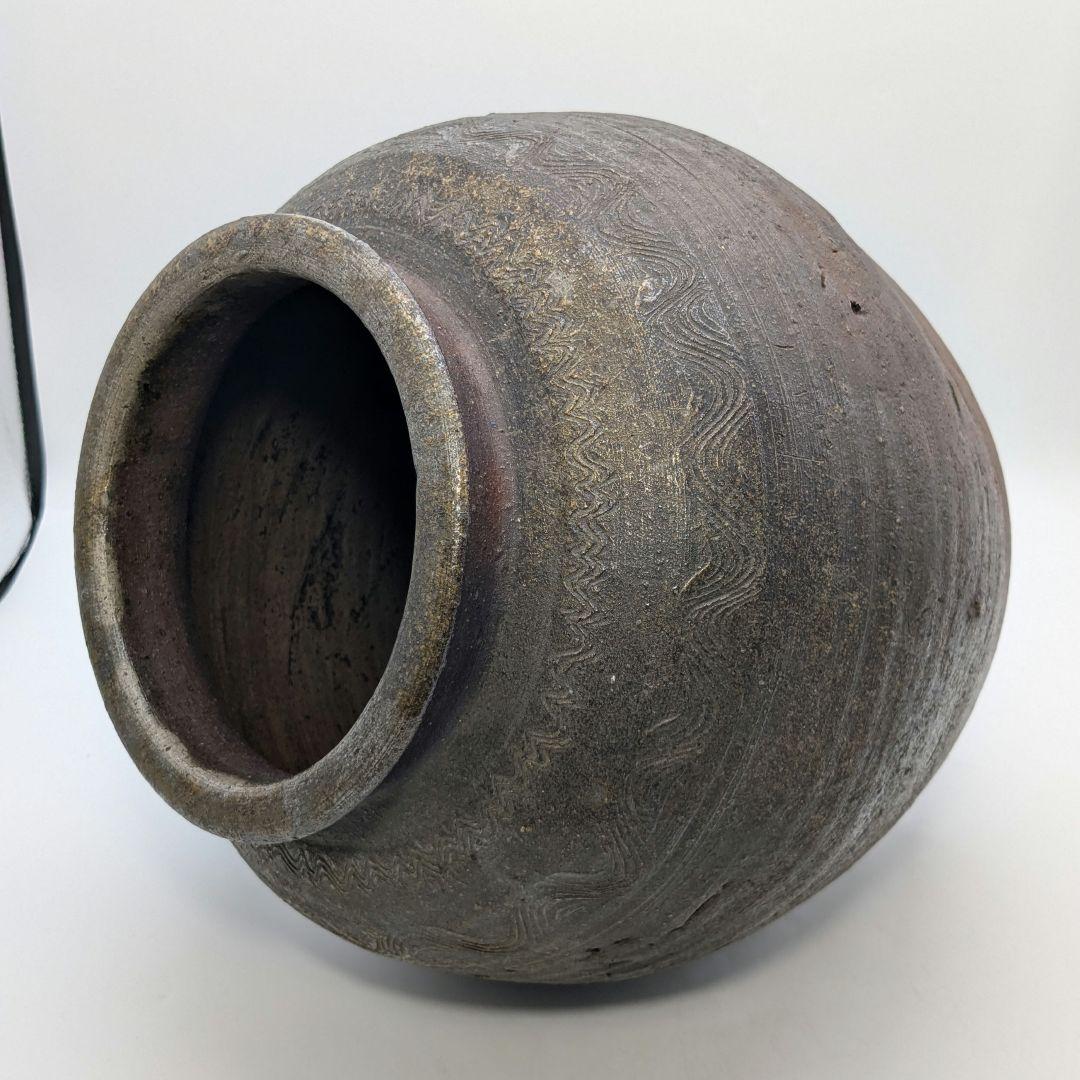 室町末期～江戸初期 古備前 波状文壷 壺 備前焼 つぼ 置物 飾り物 造花用花入