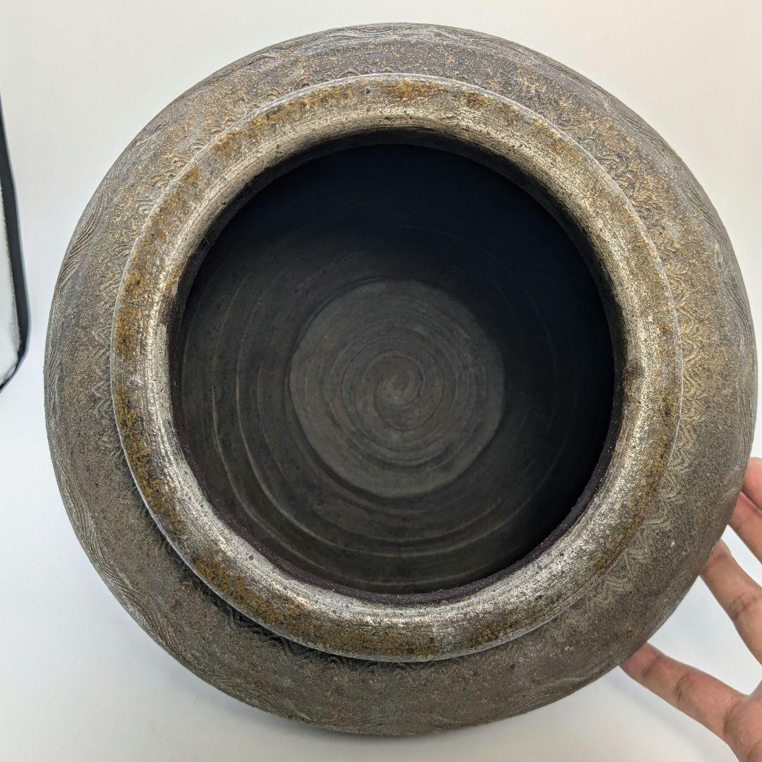 室町末期～江戸初期 古備前 波状文壷 壺 備前焼 つぼ 置物 飾り物 造花用花入