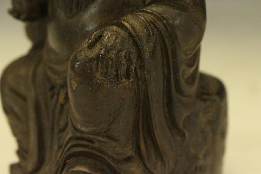 中国美術 竹根 刻 如意手 寿老人 置物 高15.8cm(A270)