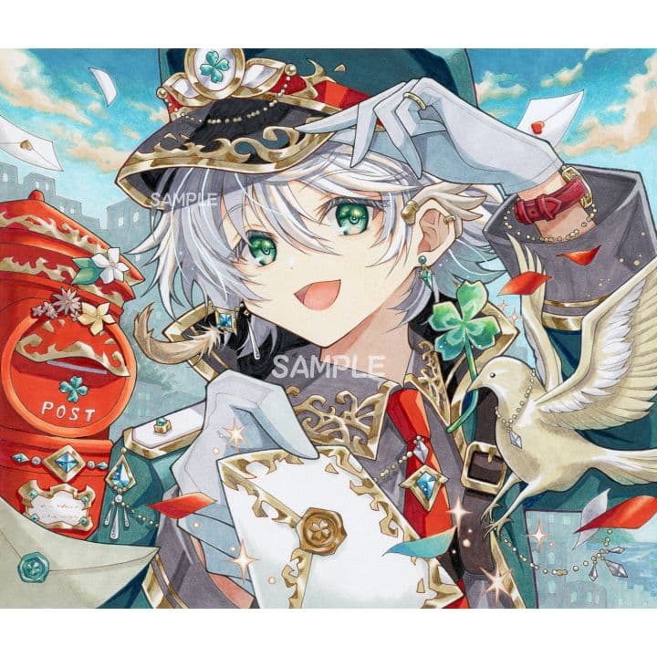 手描きイラスト色紙＆ポストカード5枚セット【Postman】原画/オリジナル