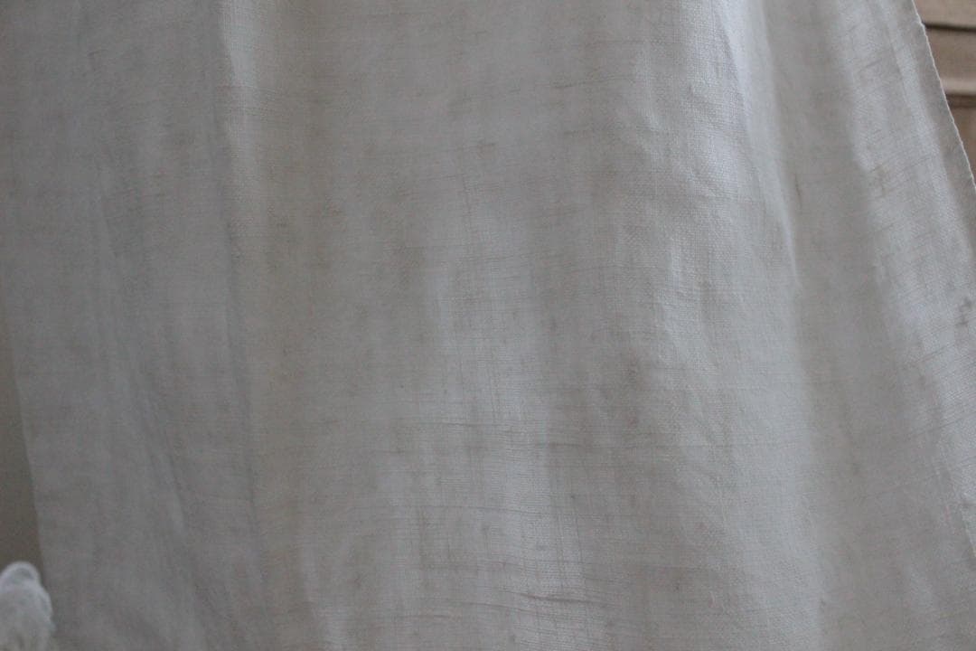 フランスアンティーク/タブリエ・ギャザーリネンエプロン/H・A