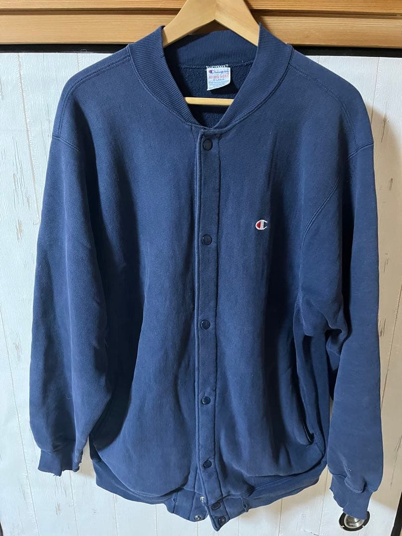 Champion ネイビー ボタン付きカーディガン