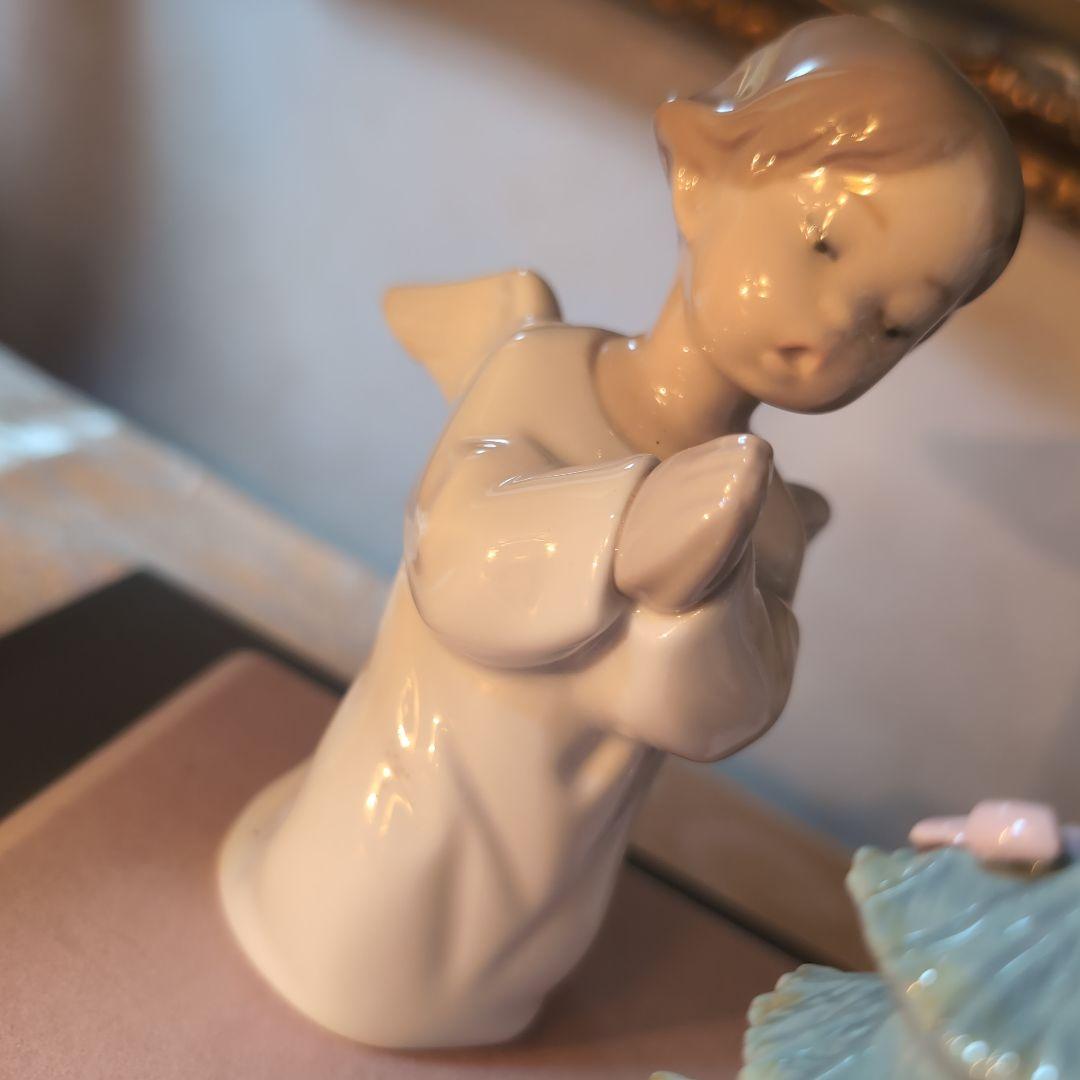 ♥リヤドロ♥天使二体・クリスマスツリー♥ガラスケース付き