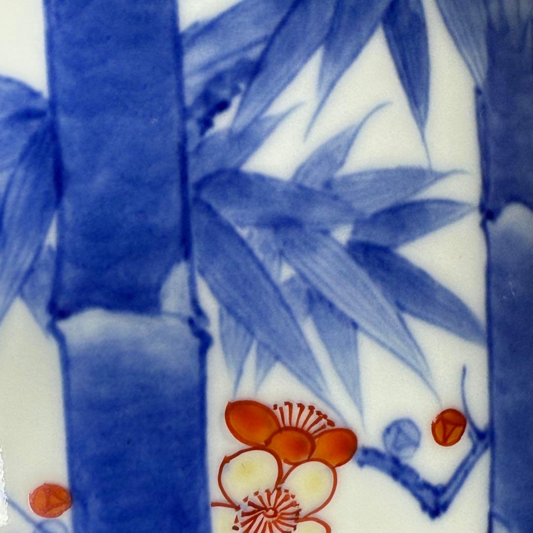 鍋島御庭焼　市川光春　本人作　最高位作　色鍋島竹梅図大花瓶　高33.5cm