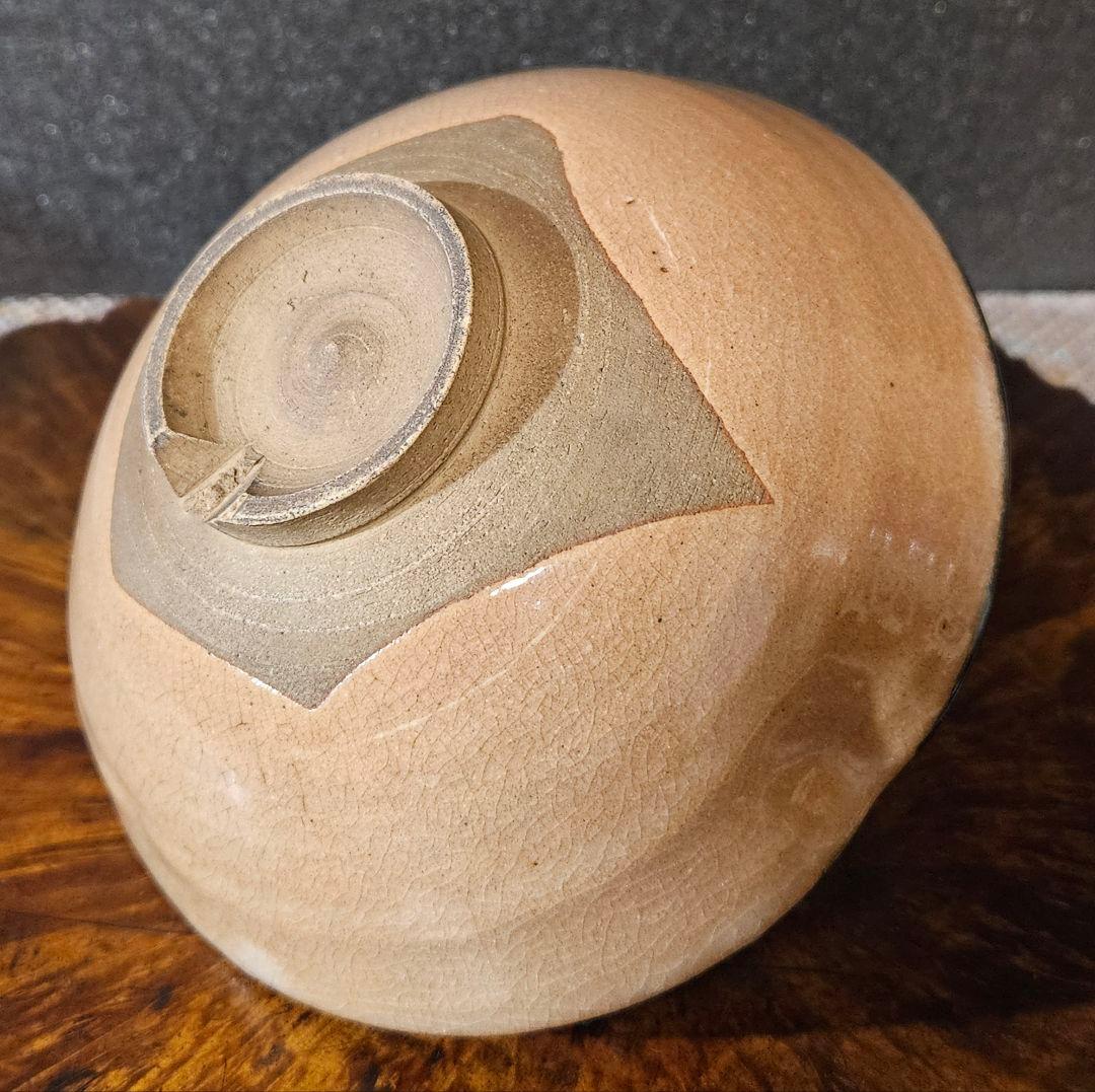 明治時代　古萩　割高台　茶碗　直径約14.1cm　時代箱　仕覆付き　茶道具　茶器