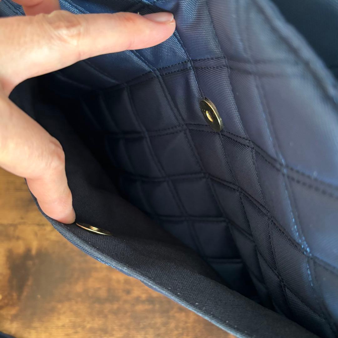 【あつ】ラウンドトートバッグLサイズ　ナイロンオックスキルト　ネイビー