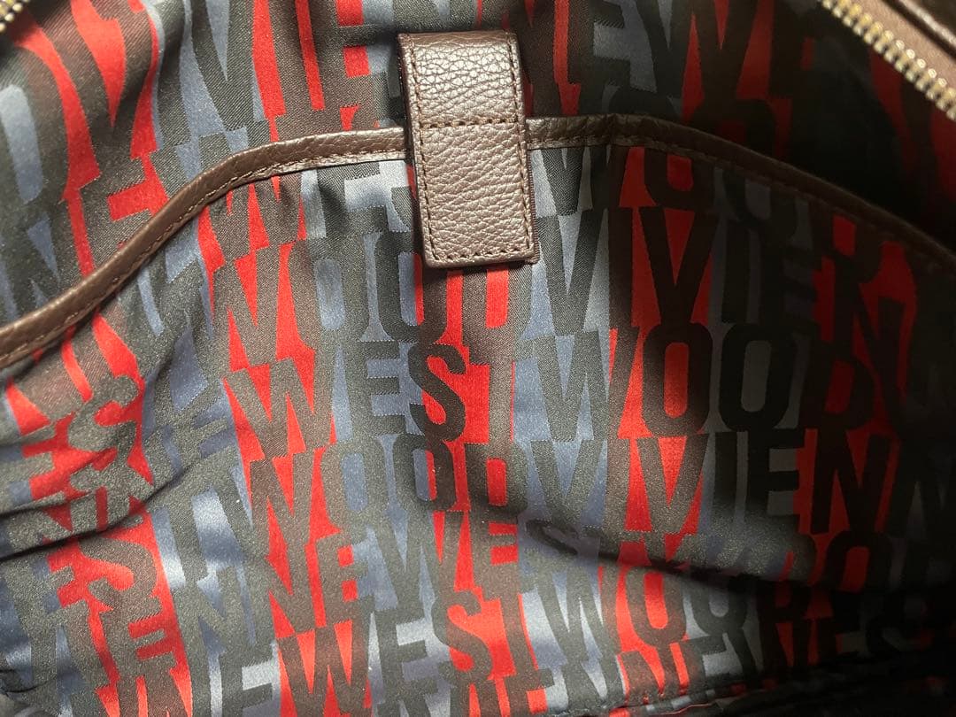 ヴィヴィアンウエストウッド　ブラウンレザー ビジネスバッグ　ショルダーバック