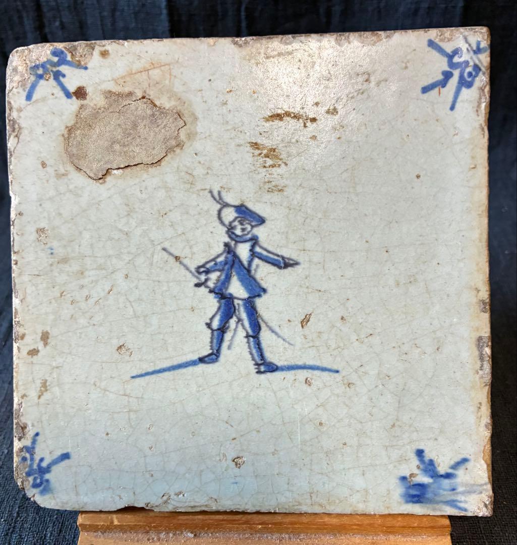 デルフトタイル　17世紀　ローヤルブルー　　 染付けタイル