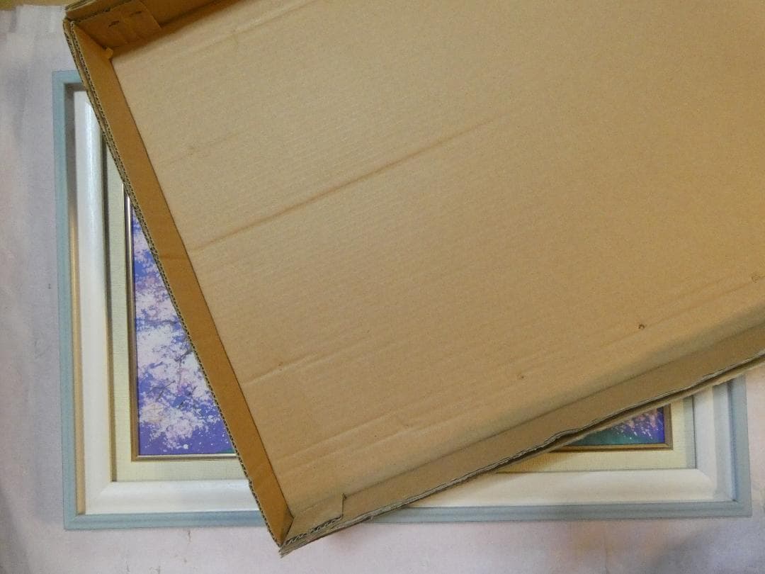 油彩画 風景 中島千波 「桜花」サイン 額装済み 肉筆手描き M10