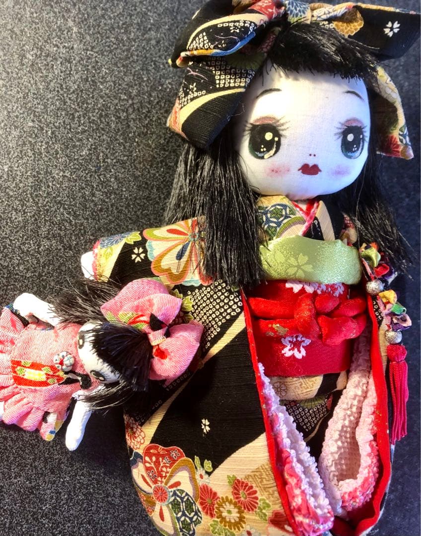 ＊カッパのおーこ様ご確認用＊市松風文化人形＆ミニリボンちゃん♪布人形•お着物＊