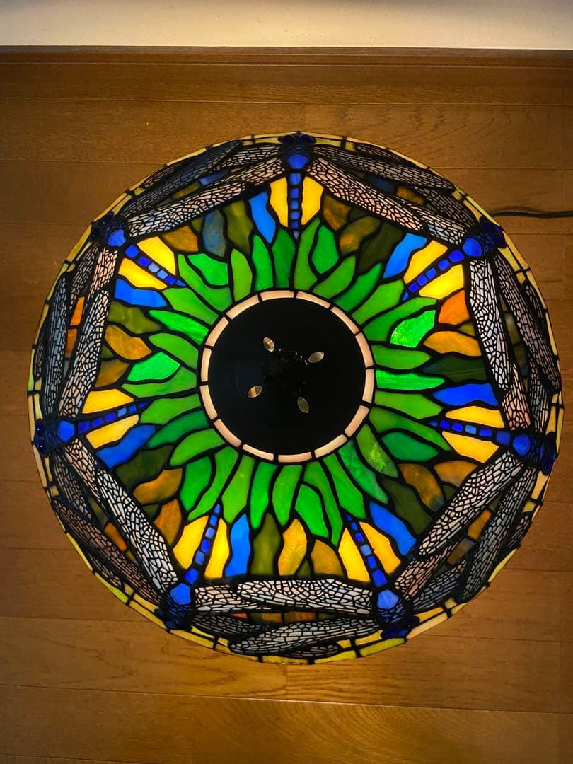 アンティーク　ステンドグラス　卓上ランプ　トンボ　とんぼ　ティファニータイプ