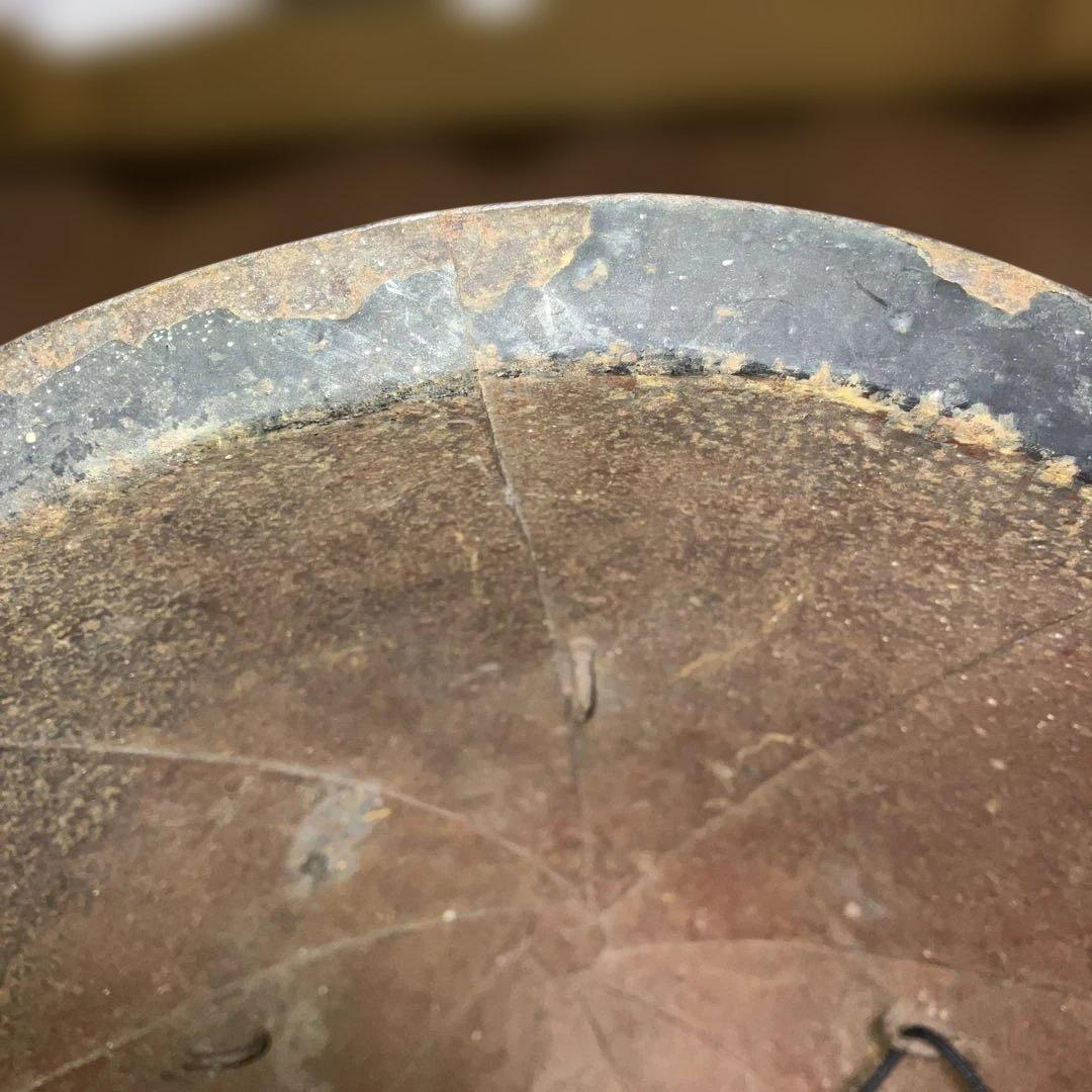 珍品　金漆丸に丸に三つ柏家紋鐵陣笠