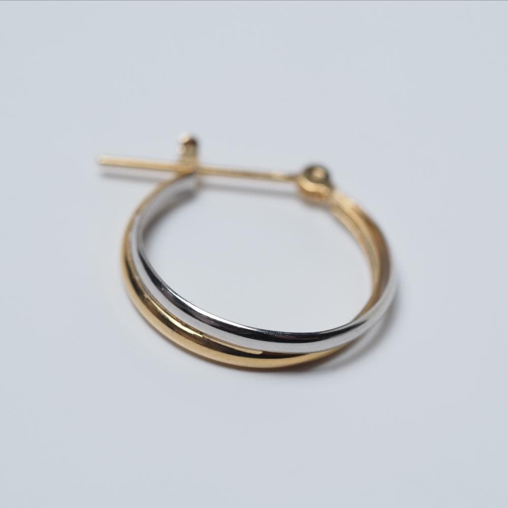 片耳 K18 フープ ピアス クロッシング 18金 ゴールド